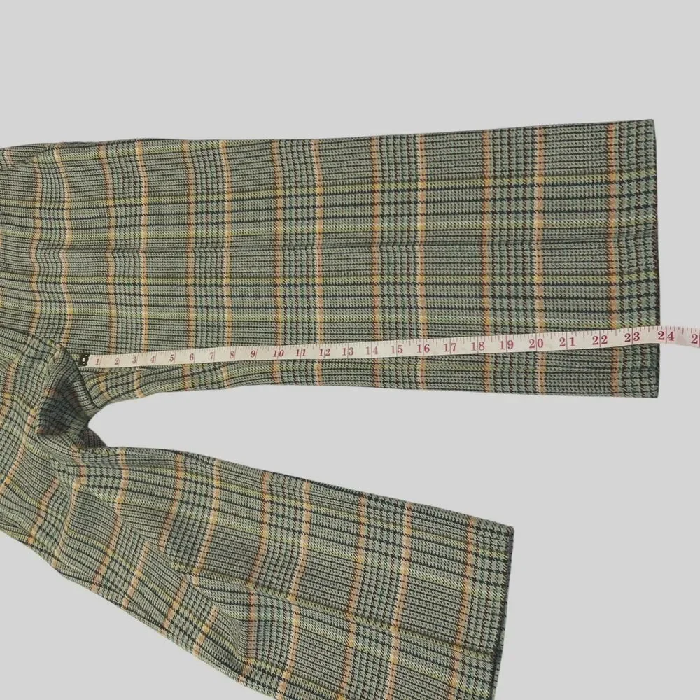 Sisley Womens 42 Small Green Plaid 25 % Wool Blend Cropped Pants Boho Retro Chic - Picture 15 of 16